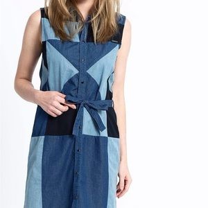 Diesel De-Day Denim Dress Geometric Panel Dress XXS
